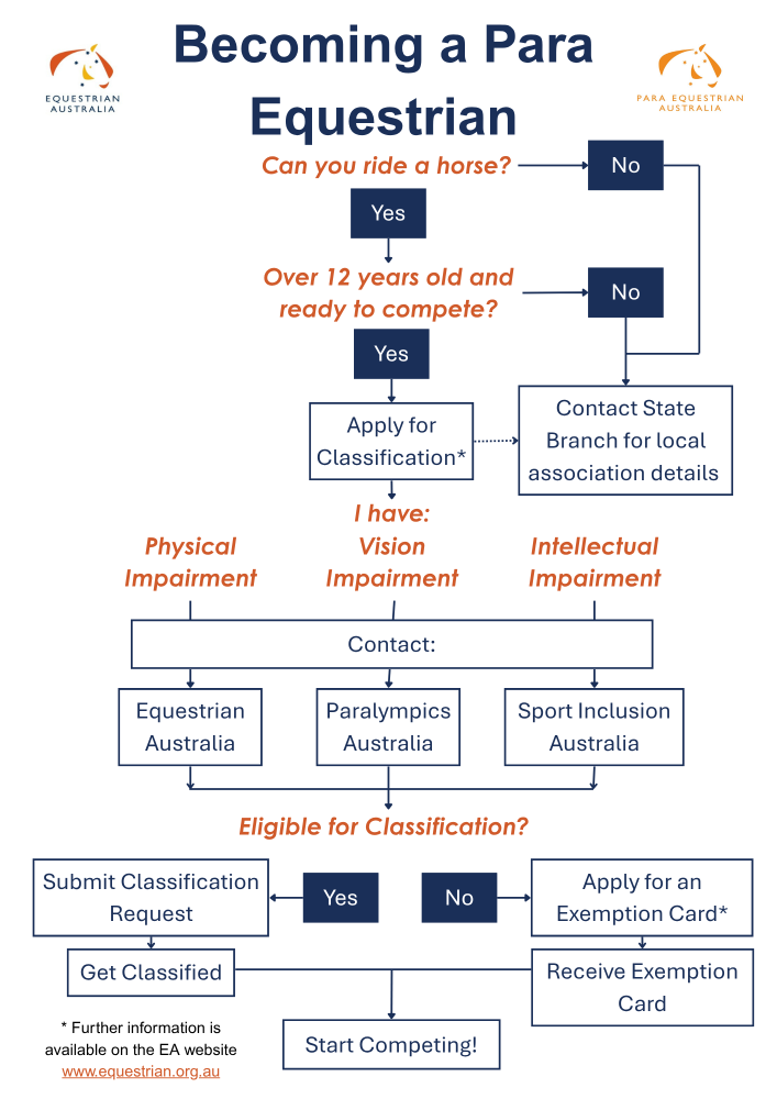 Flow chart showing steps to become a para equestrian