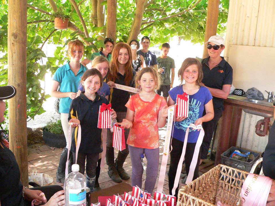 Gail &amp;amp; a group of hot and tired kids at the end of a Zia Park Summer Camp